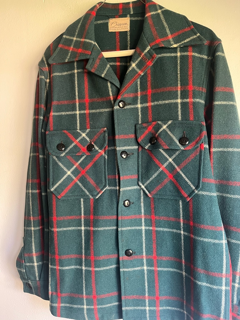 1950’s Chippewa Green Plaid Wool Shirt Jacket - Men's